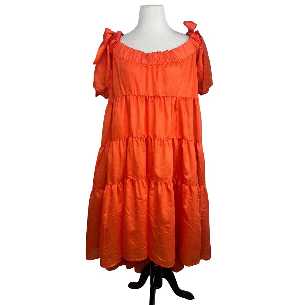 By Anthropologie Off-The-Shoulder Tiered High-Low Midi Dress OB2002859 Small